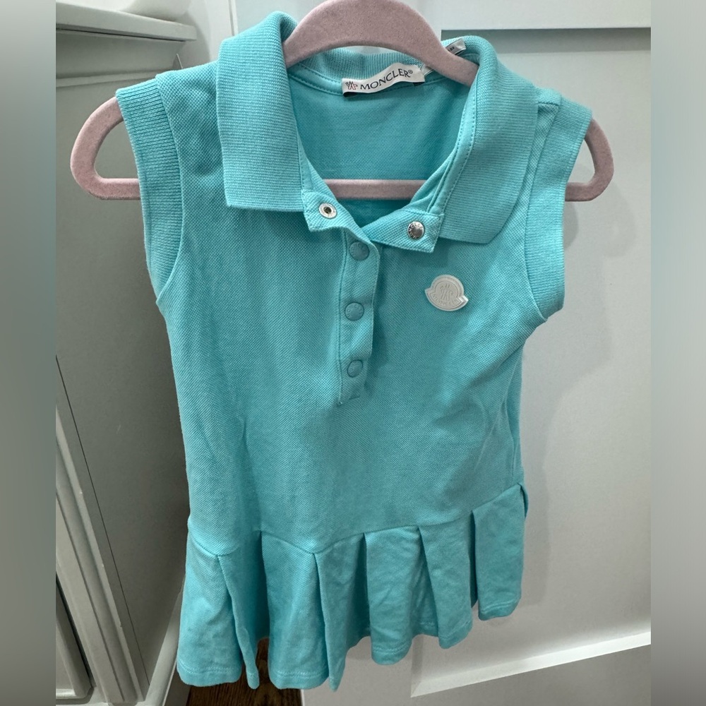 Moncler Baby Girls Sleeveless Polo Dress in Turquoise